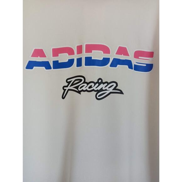 ADIDAS ORIGINALS Racing Jacket Zip Front Track Nylon Fleece White Trefoil Logo M - Picture 5 of 11